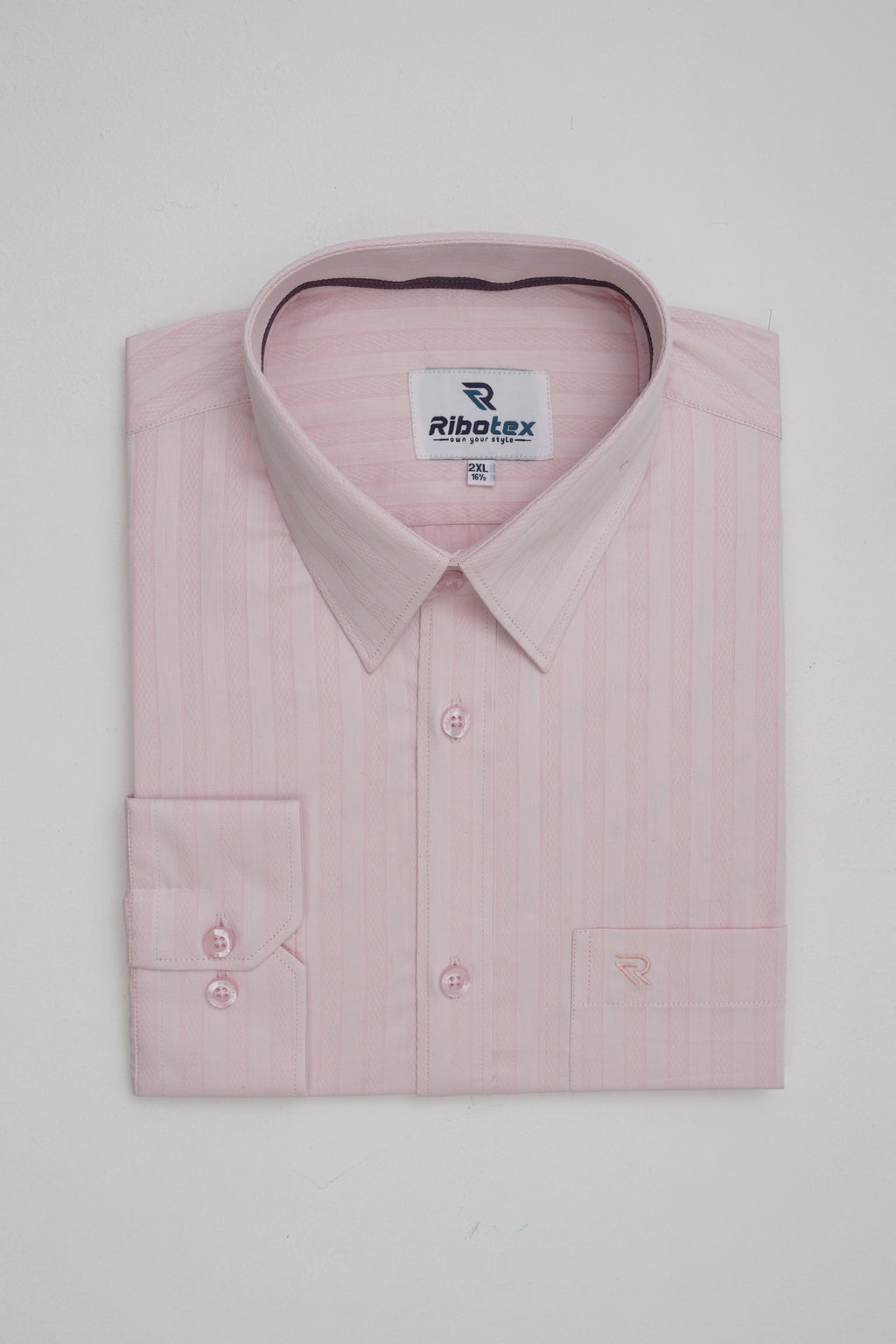 Soft Pastel Pink Textured Jacquard Stripe Executive Regular Fit - (RB95)