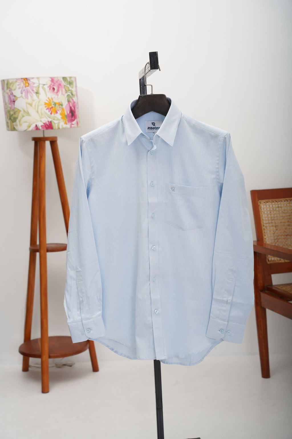 Ice Blue Dual-Tone Fine Diagonal Pinstripe Executive Regular Fit