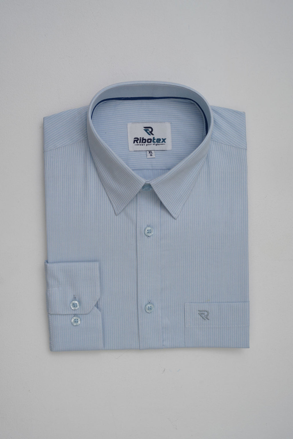 Ice Blue Dual-Tone Fine Diagonal Pinstripe Executive Regular Fit