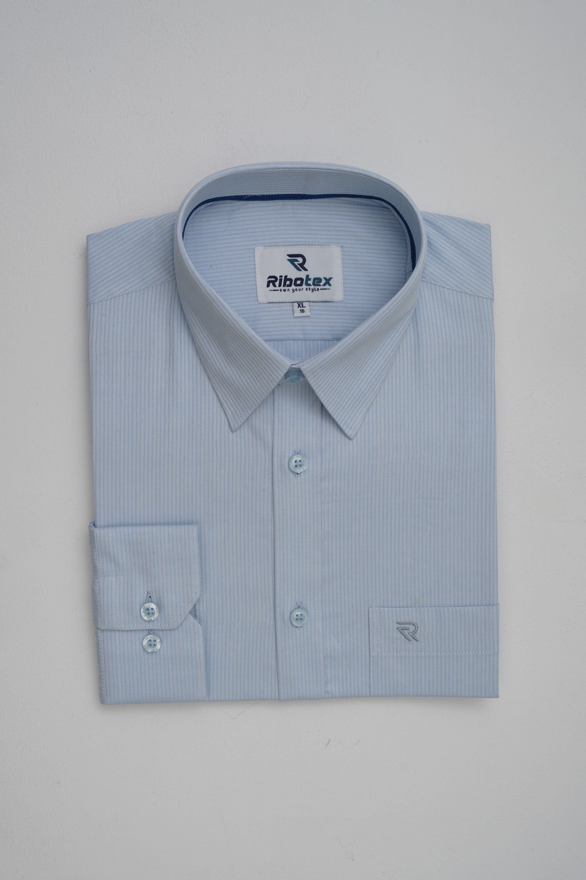 Ice Blue Dual-Tone Fine Diagonal Pinstripe Executive Regular Fit