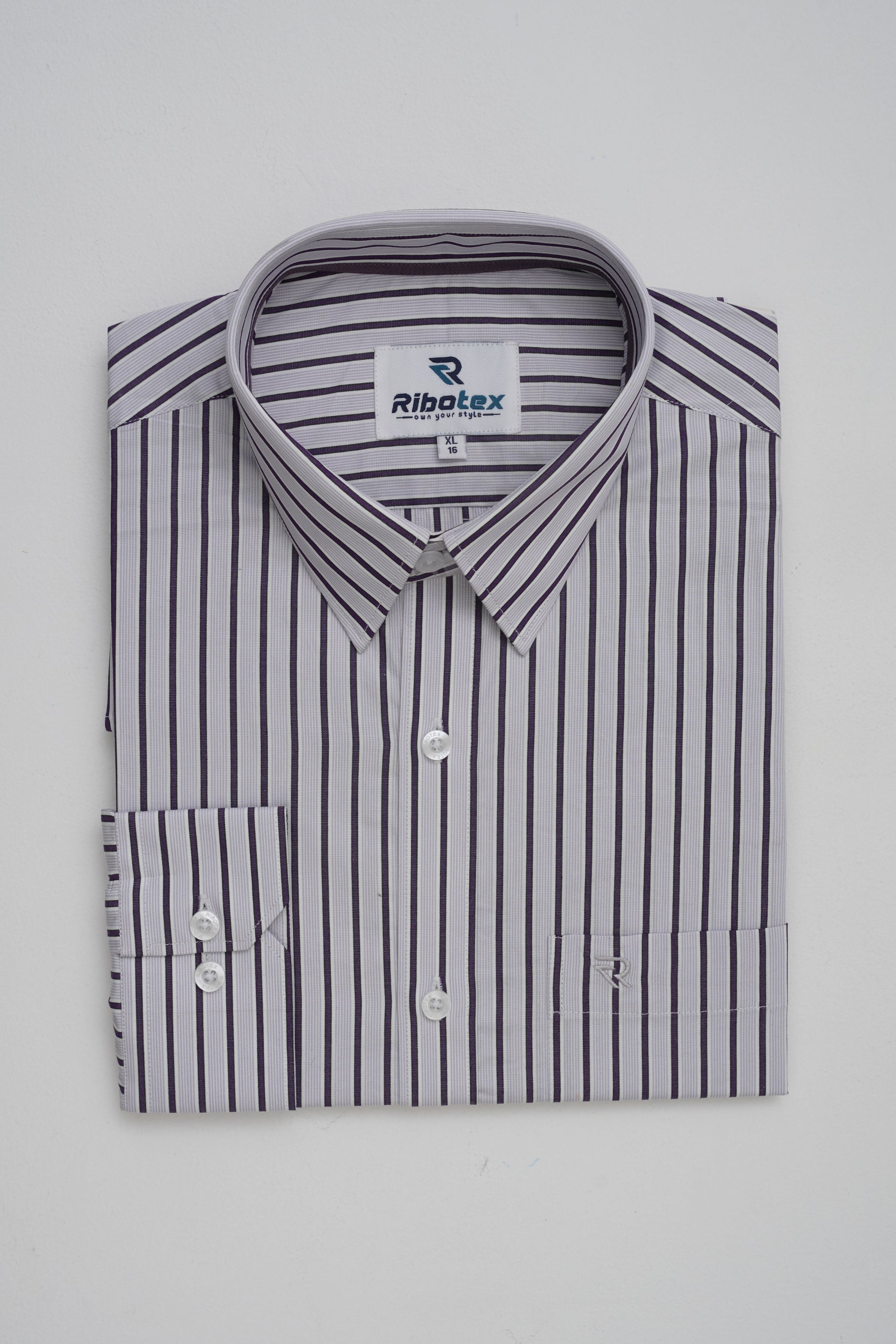 Violet Purple & White Bengal Track Stripe Executive Regular Fit