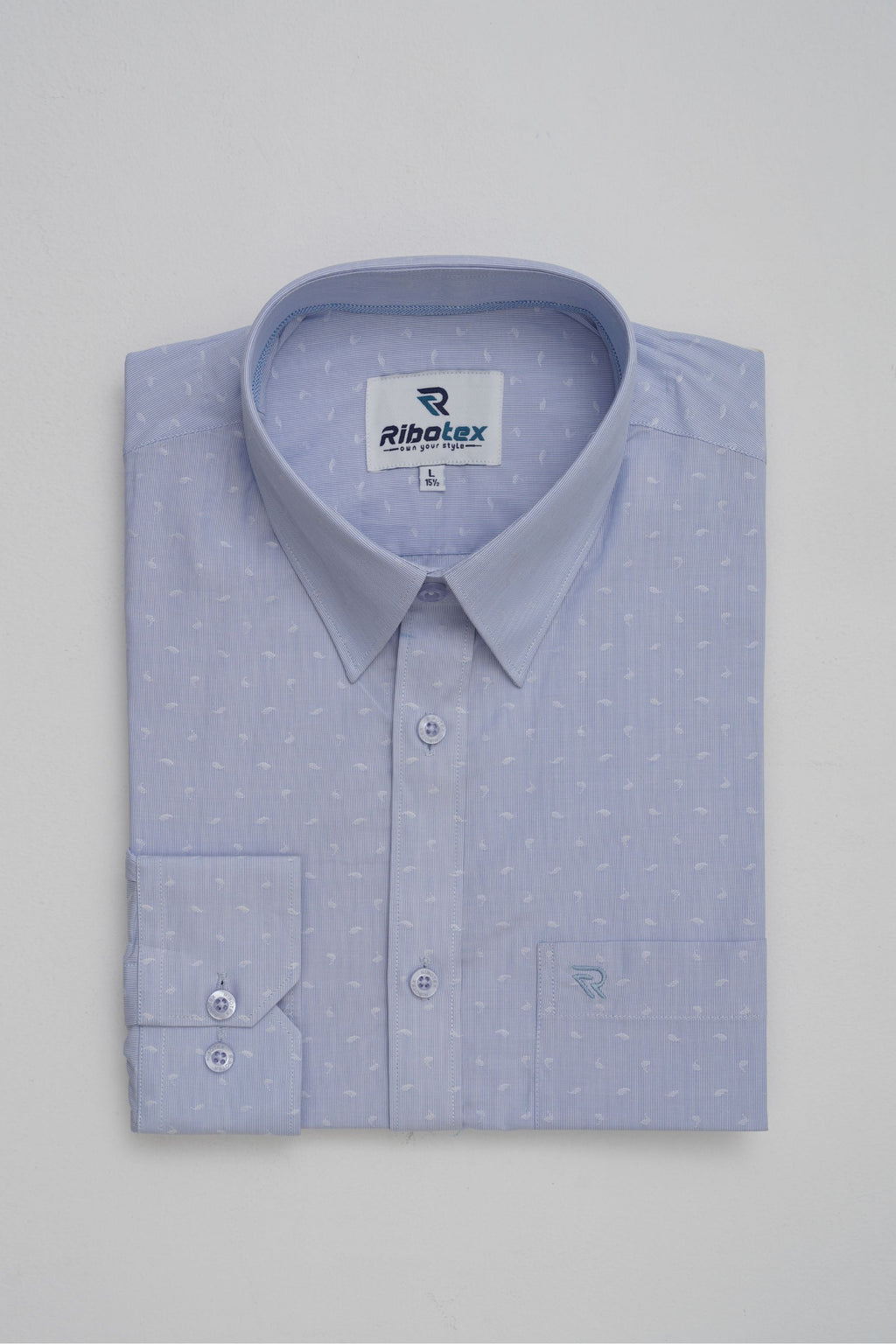 Powder Blue Micro Paisley Dobby Executive Regular Fit