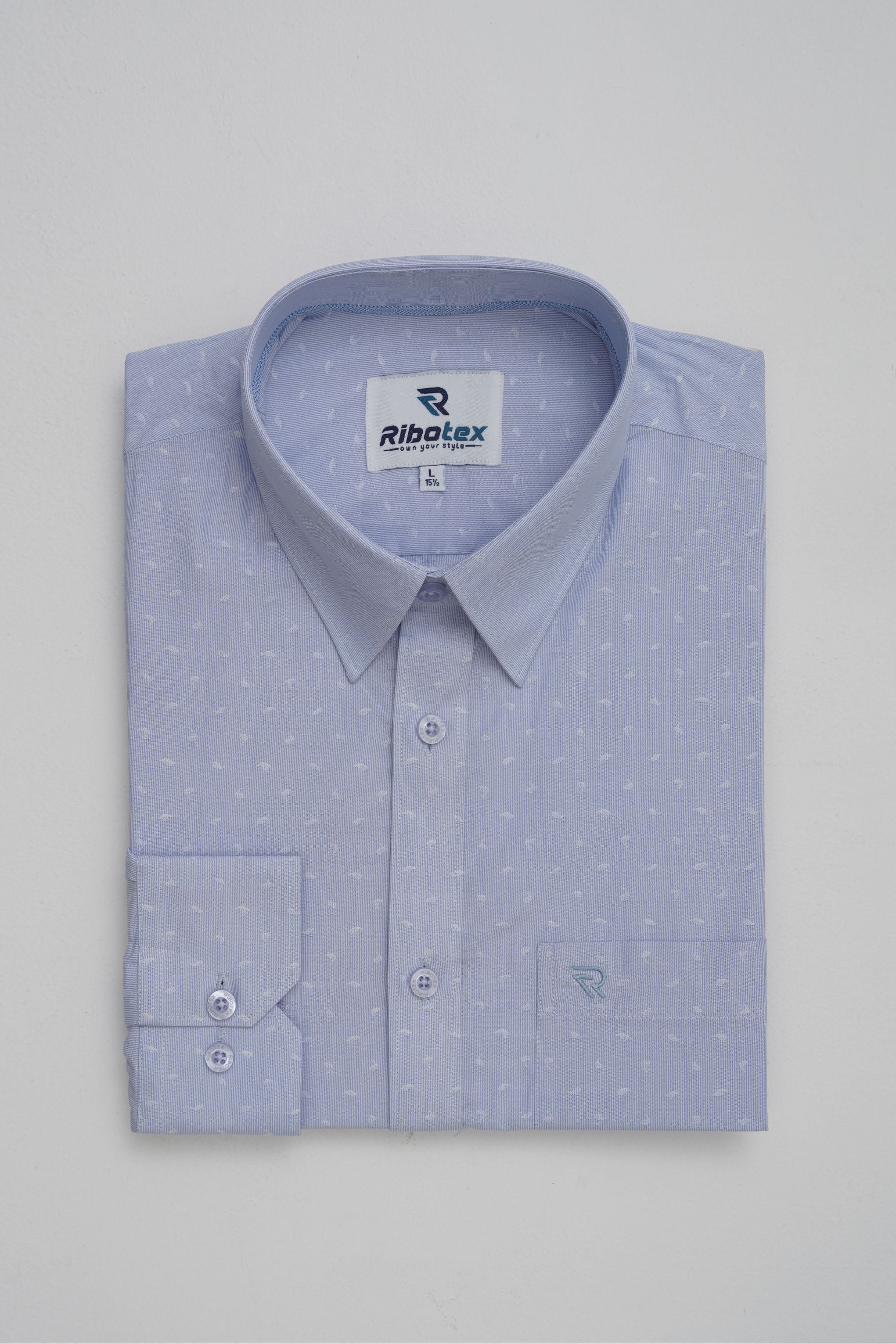 Powder Blue Micro Paisley Dobby Executive Regular Fit