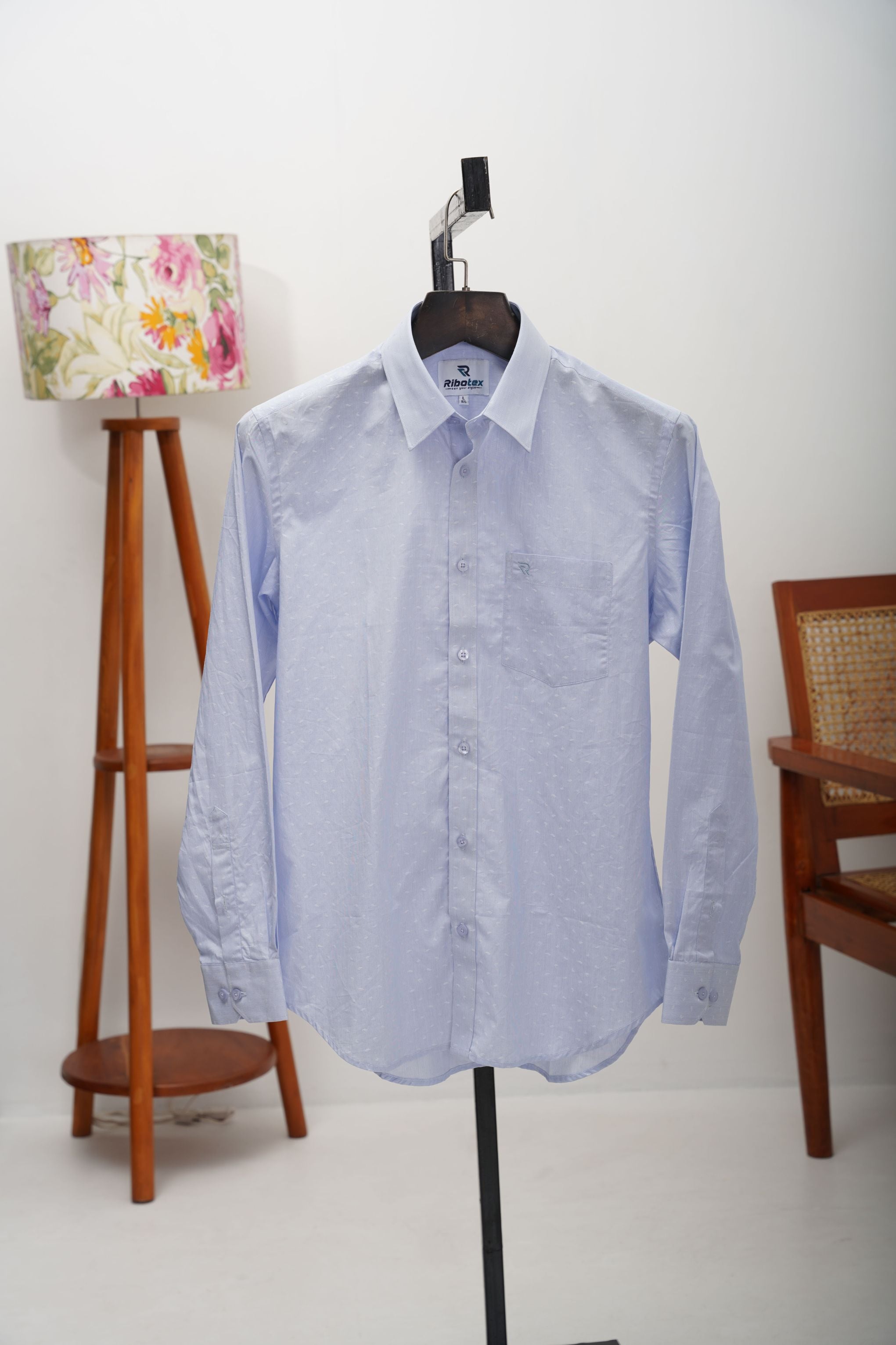 Powder Blue Micro Paisley Dobby Executive Regular Fit
