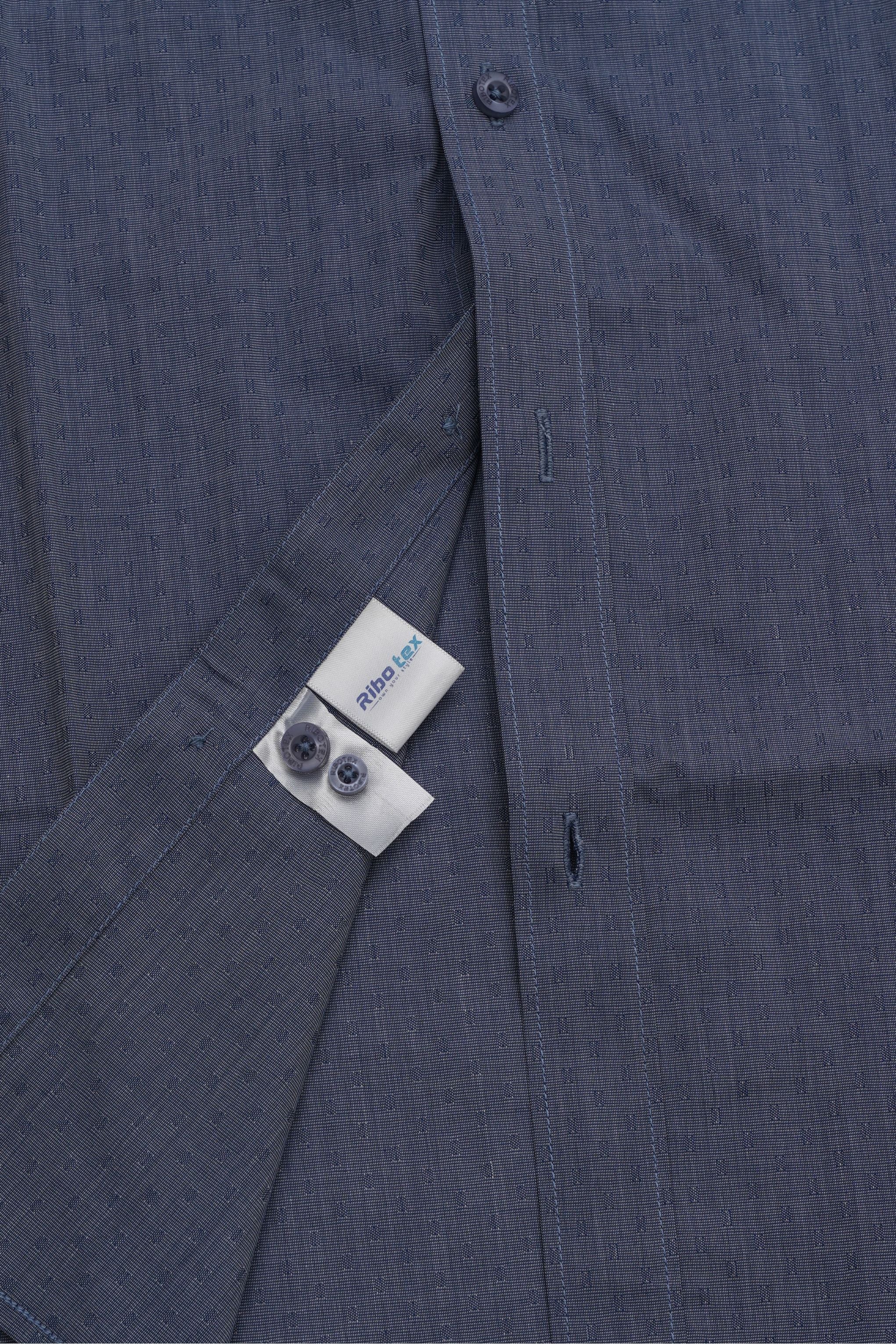 Denim Steel Blue Geometric Dobby Motif Executive Regular Fit