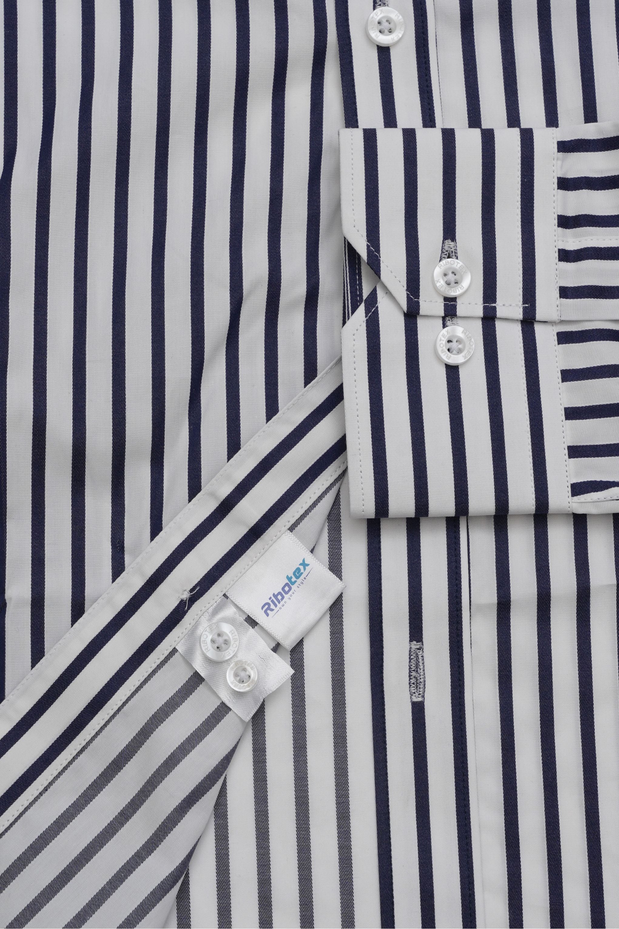 Dark Navy & White Classic Regency Stripe Executive Regular Fit