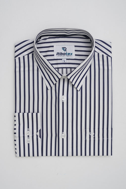 Dark Navy & White Classic Regency Stripe Executive Regular Fit