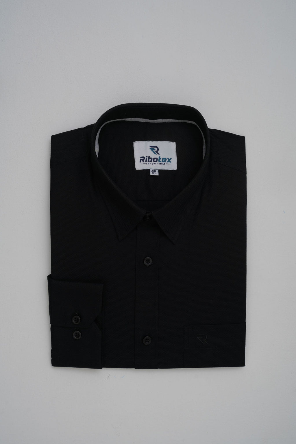Midnight Jet Black Micro-Dobby Grid Executive Regular Fit