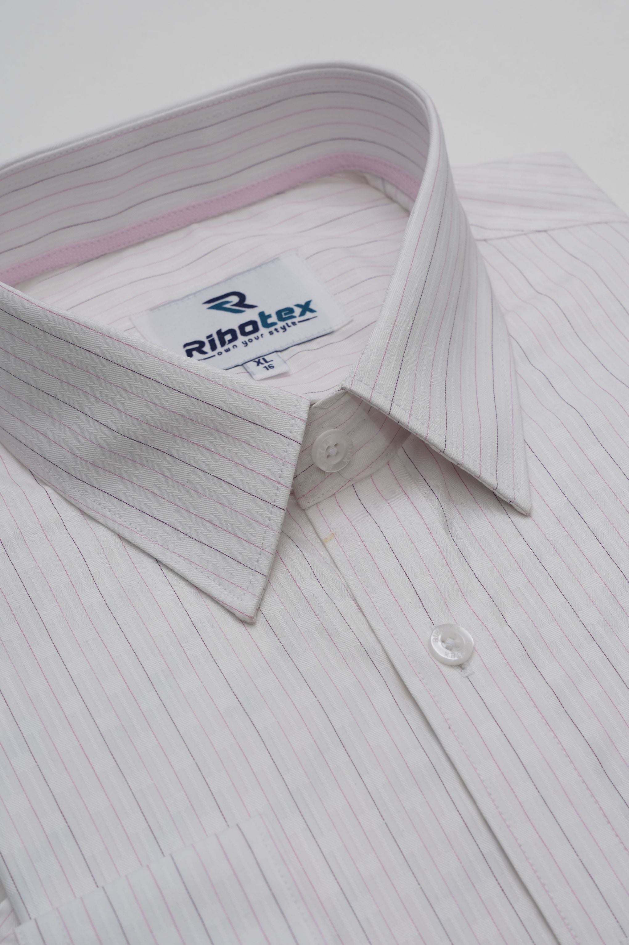 Off-White, Pink & Navy Multi-Tone Hairline Stripe Executive Regular Fit
