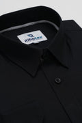 Midnight Jet Black Micro-Dobby Grid Executive Regular Fit