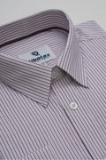 Light Cream & Deep Plum Micro Pinstripe Dobby Executive Regular Fit