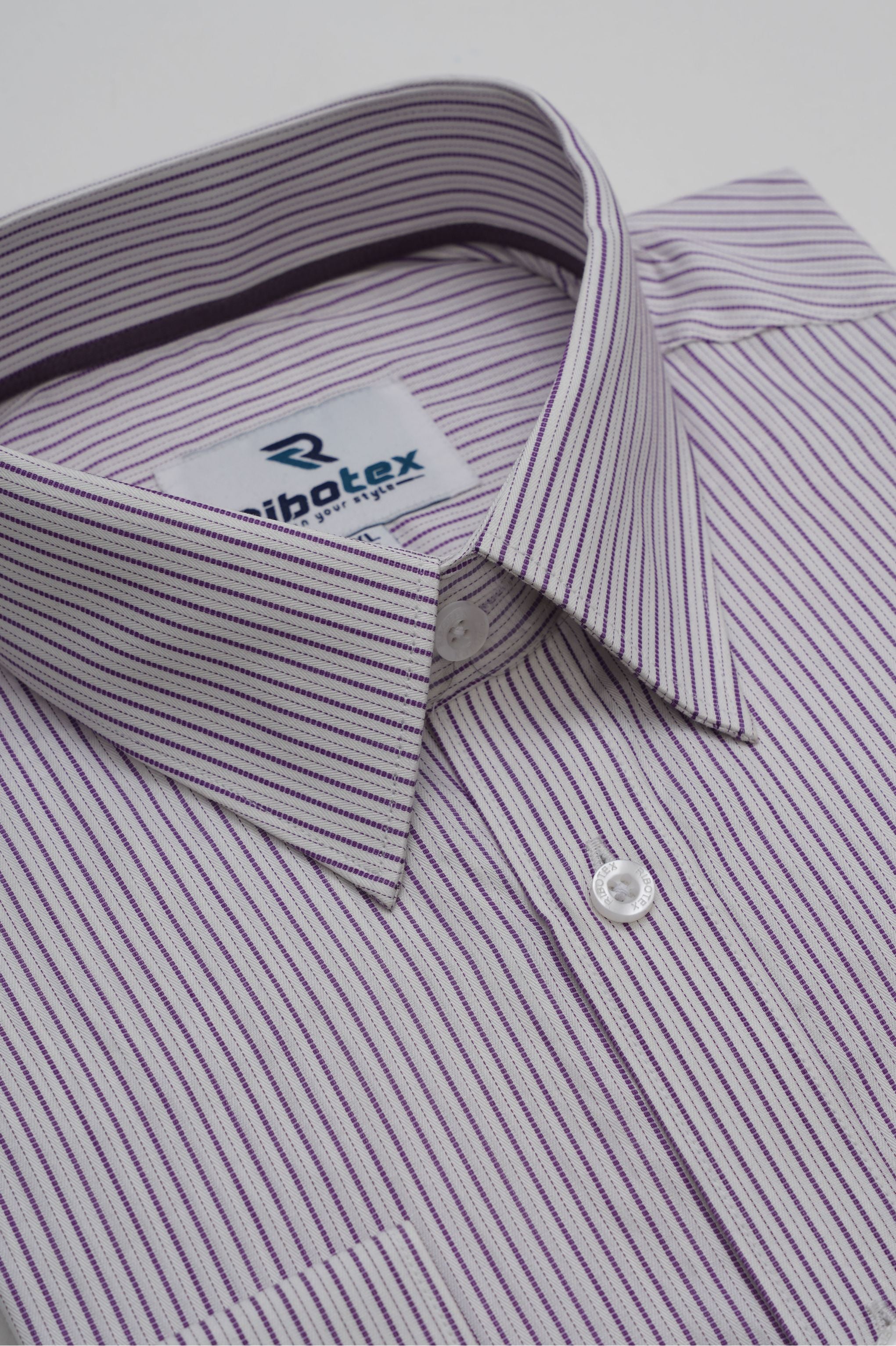 Light Cream & Deep Plum Micro Pinstripe Dobby Executive Regular Fit