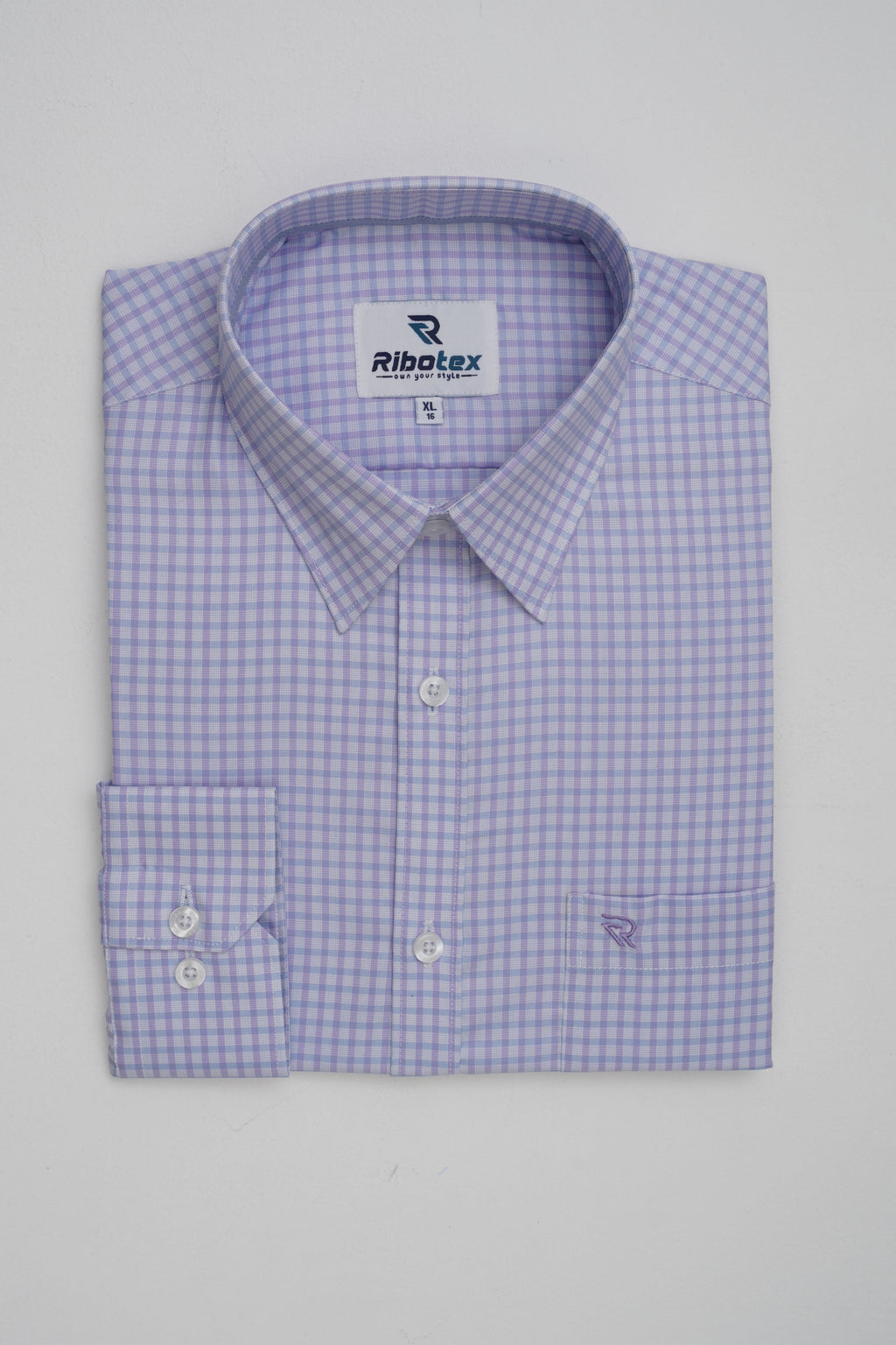 Light Lavender Micro Gingham Check Executive Regular Fit - (RB248)
