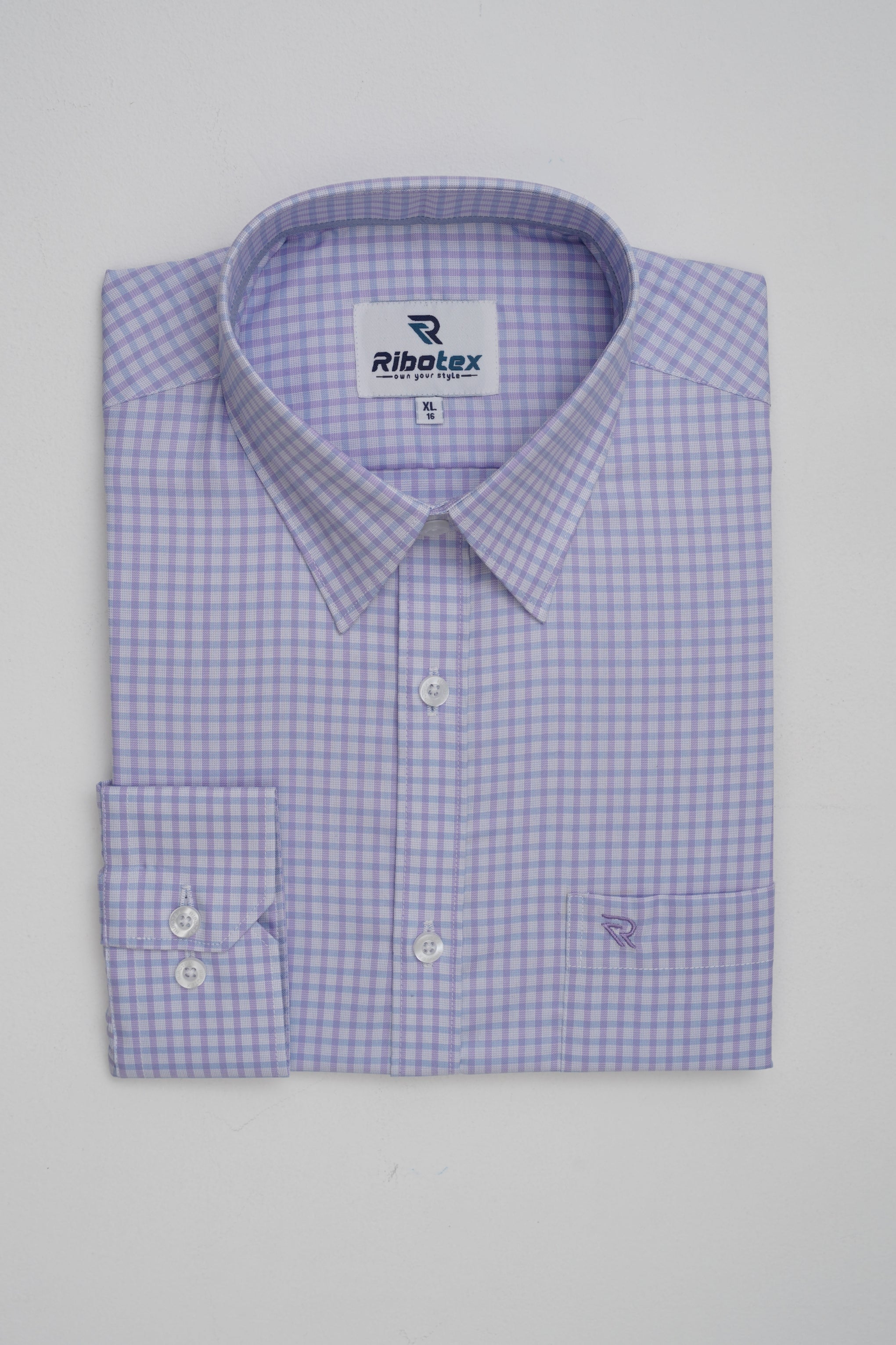 Light Lavender Micro Gingham Check Executive Regular Fit