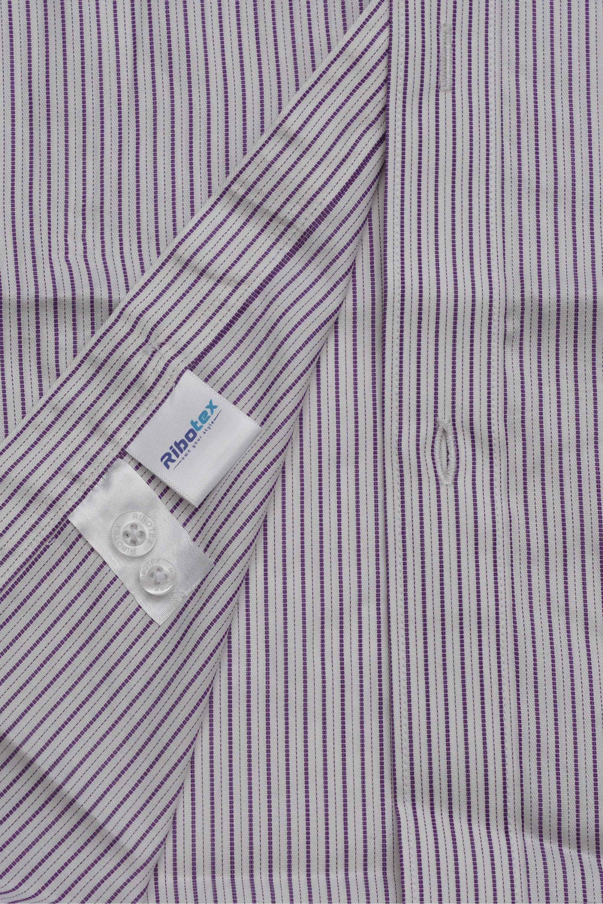 Light Cream & Deep Plum Micro Pinstripe Dobby Executive Regular Fit