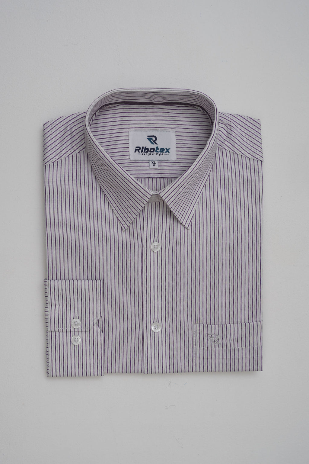 Light Cream & Deep Plum Micro Pinstripe Dobby Executive Regular Fit