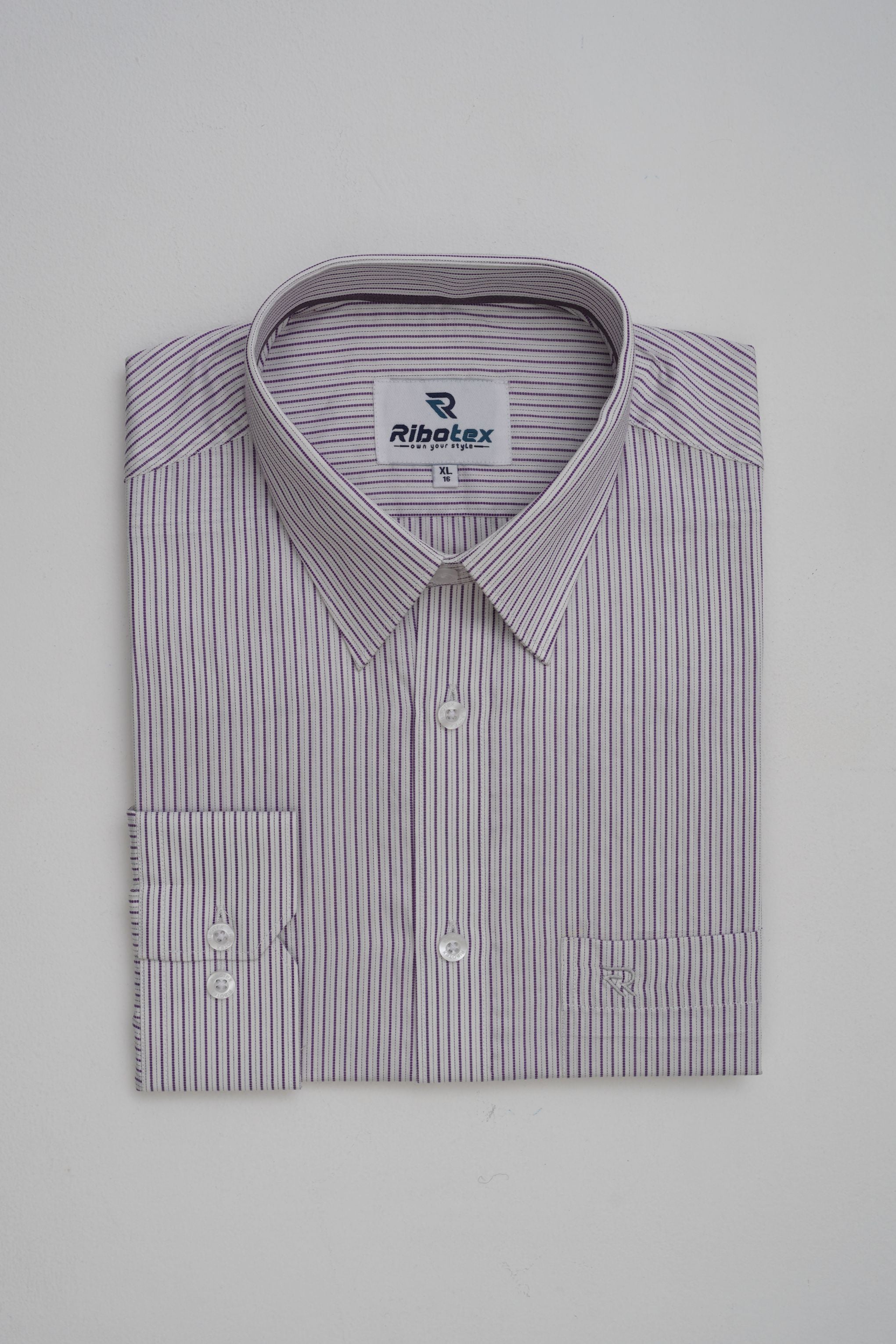Light Cream & Deep Plum Micro Pinstripe Dobby Executive Regular Fit