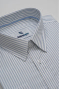 White & Sky Blue Fine Pencil Track Stripe Executive Regular Fit