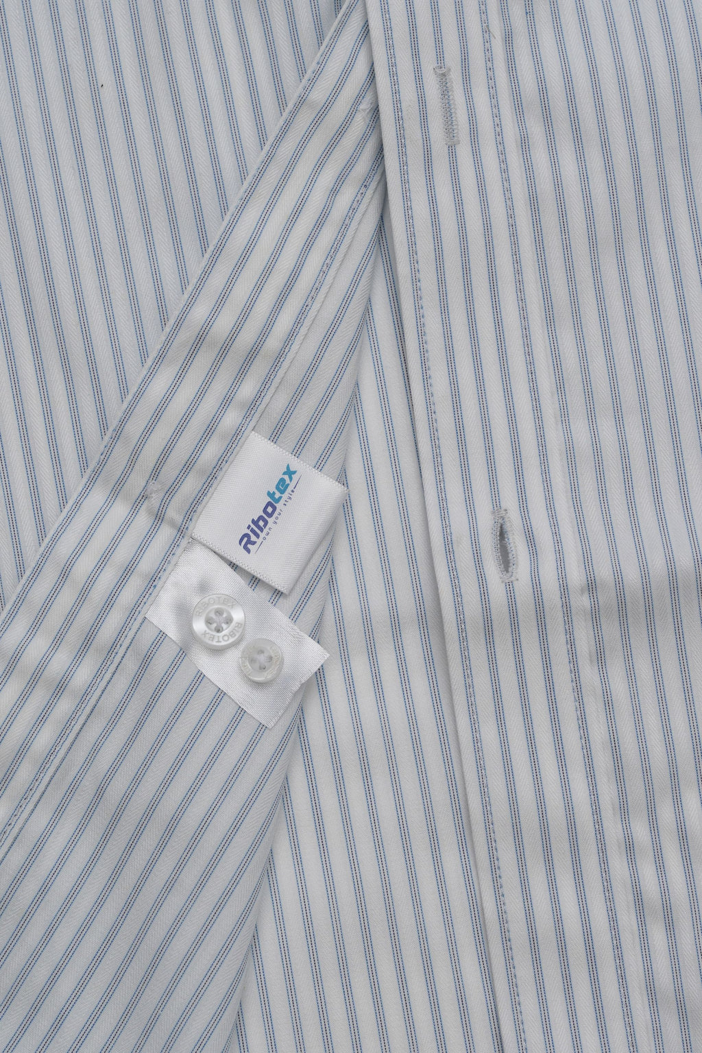 White & Sky Blue Fine Pencil Track Stripe Executive Regular Fit