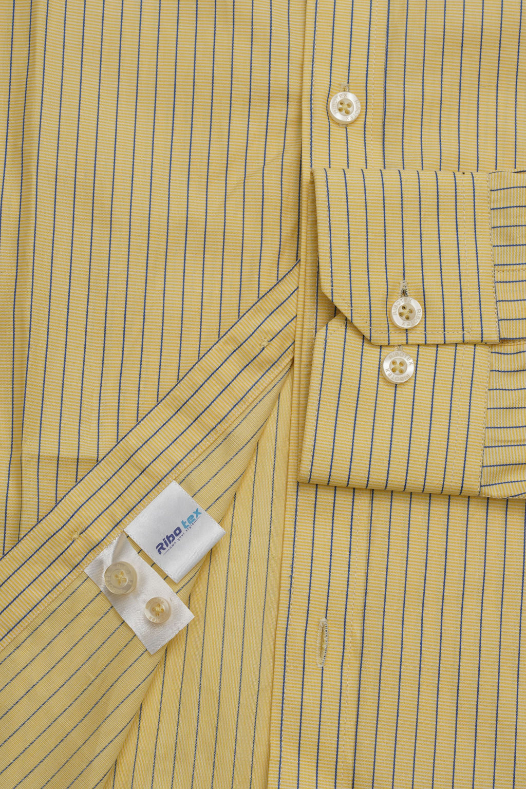 Soft Canary Yellow Navy Vertical Track Stripe Executive Regular Fit