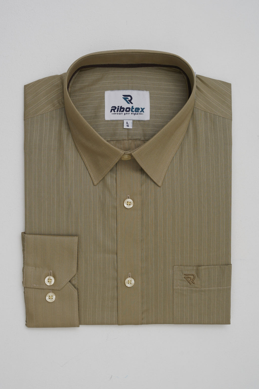 Muted Khaki Fine Slub Textured Executive Regular Fit - (RB88)
