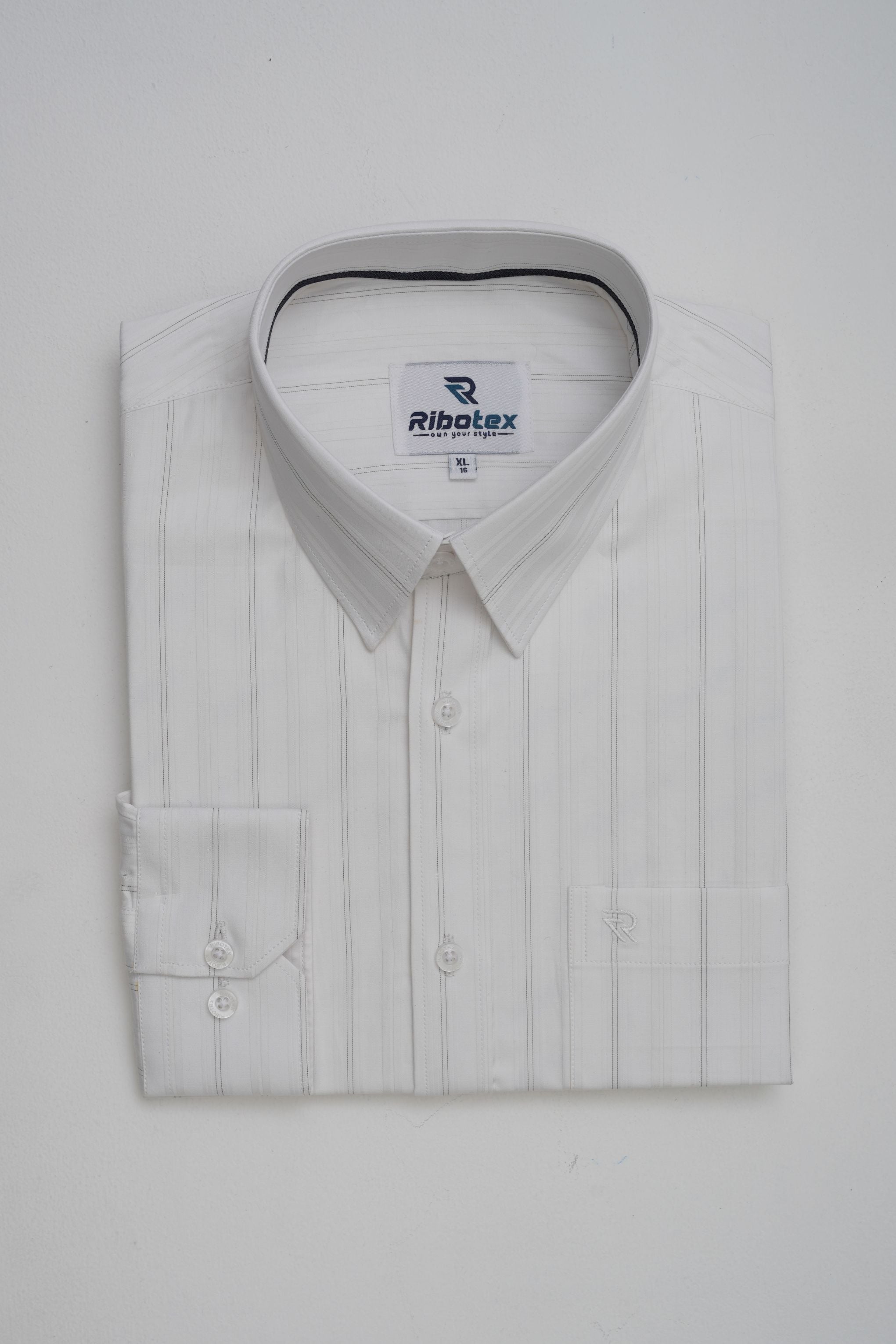 Ivory / Off-White Satin Stripe Dobby Weave Executive Regular Fit