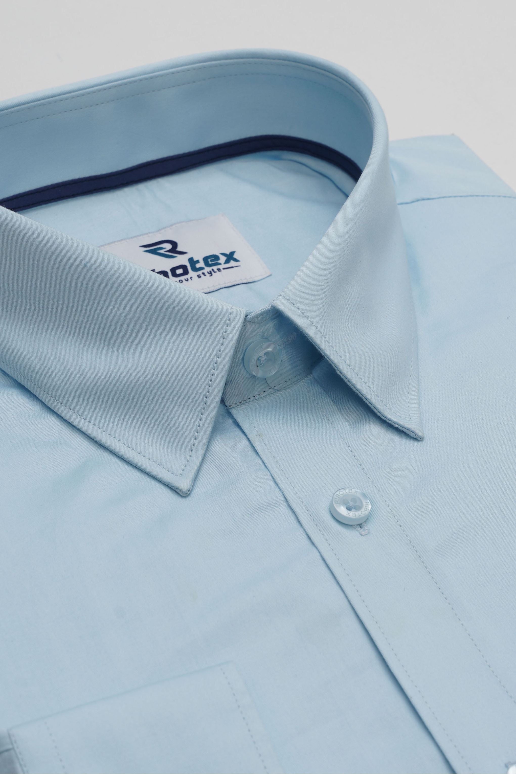 Light Sky Blue Solid Plain Poplin Executive Regular Fit