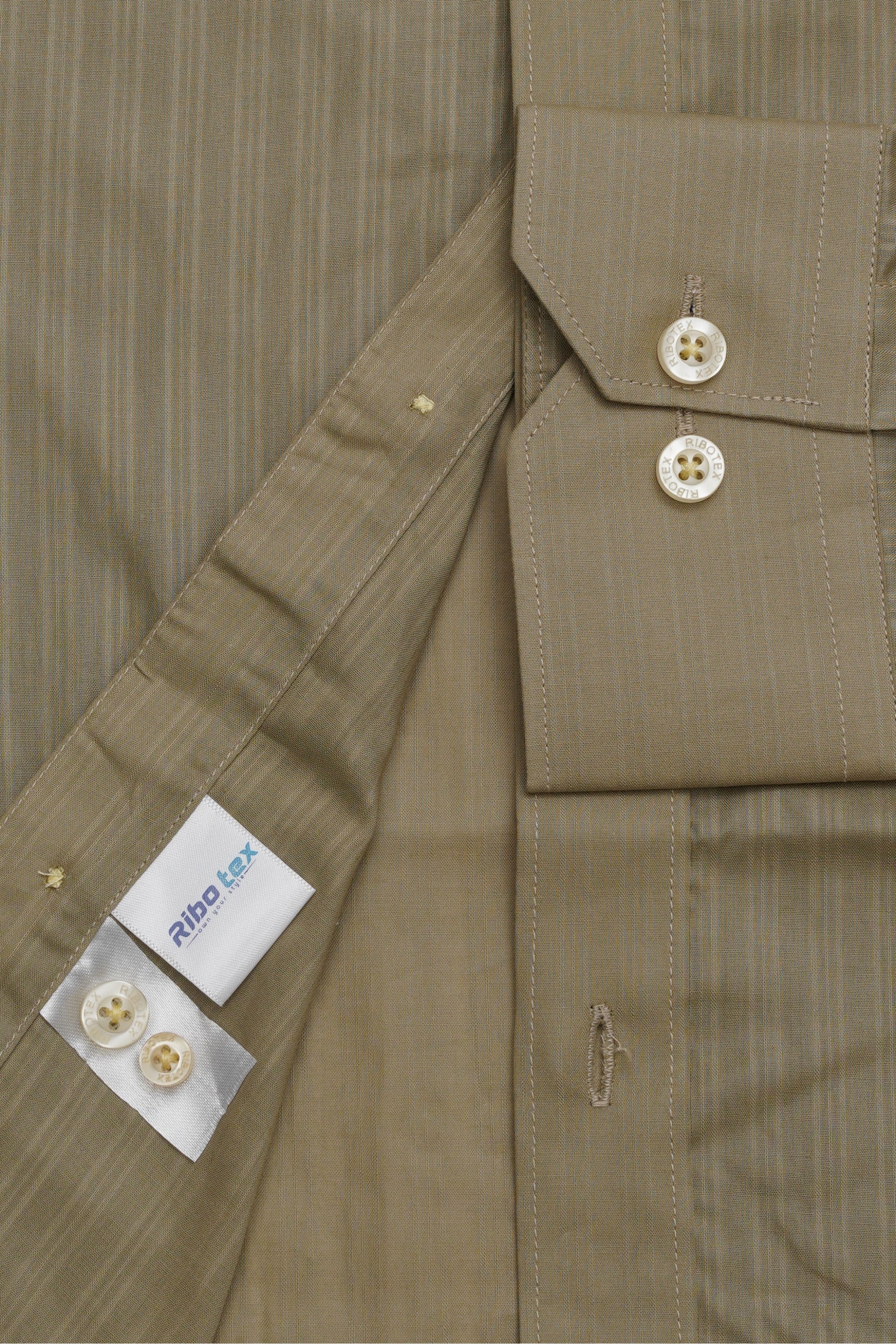 Muted Khaki Fine Slub Textured Executive Regular Fit