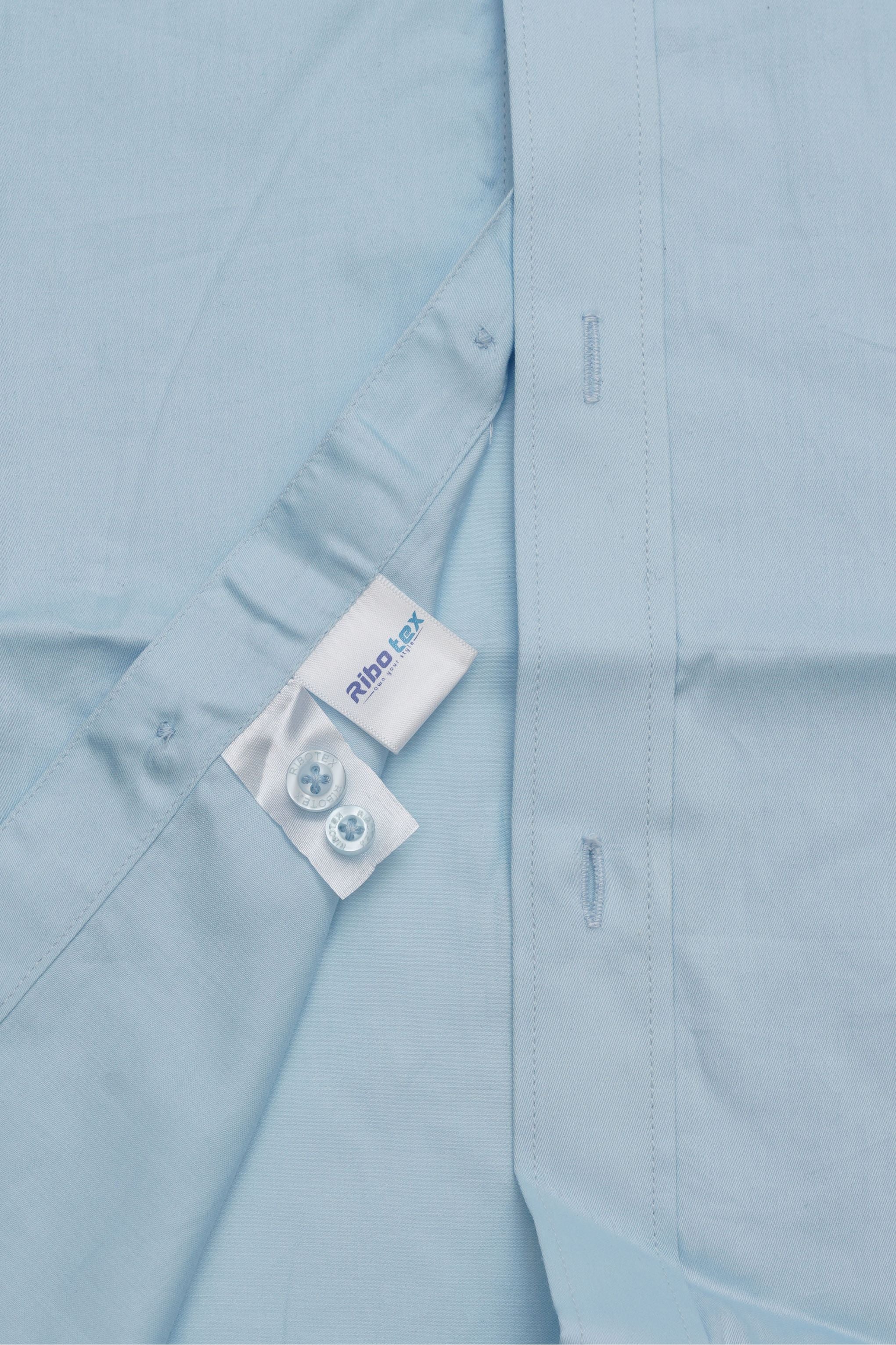 Light Sky Blue Solid Plain Poplin Executive Regular Fit
