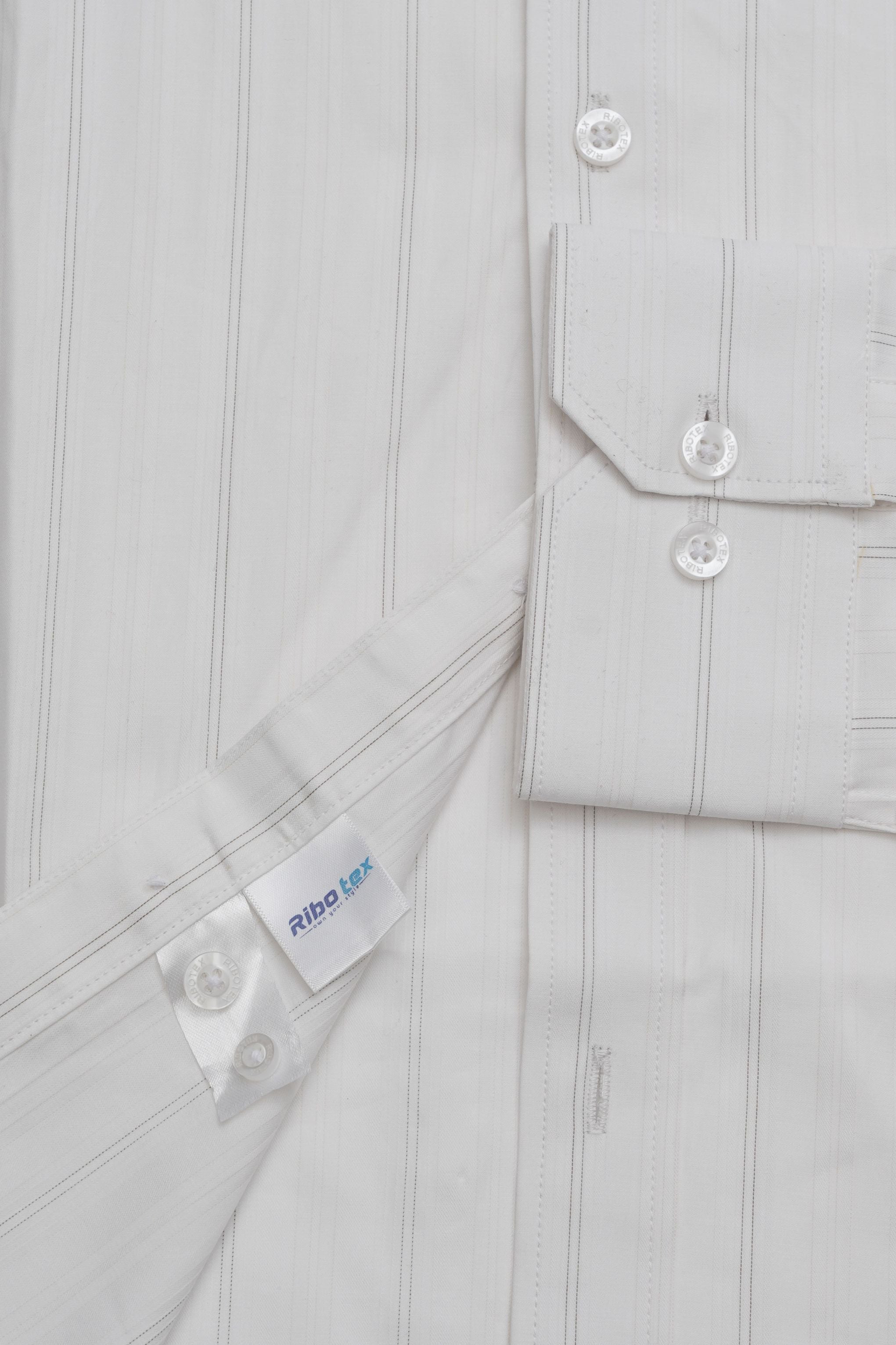 Ivory / Off-White Satin Stripe Dobby Weave Executive Regular Fit