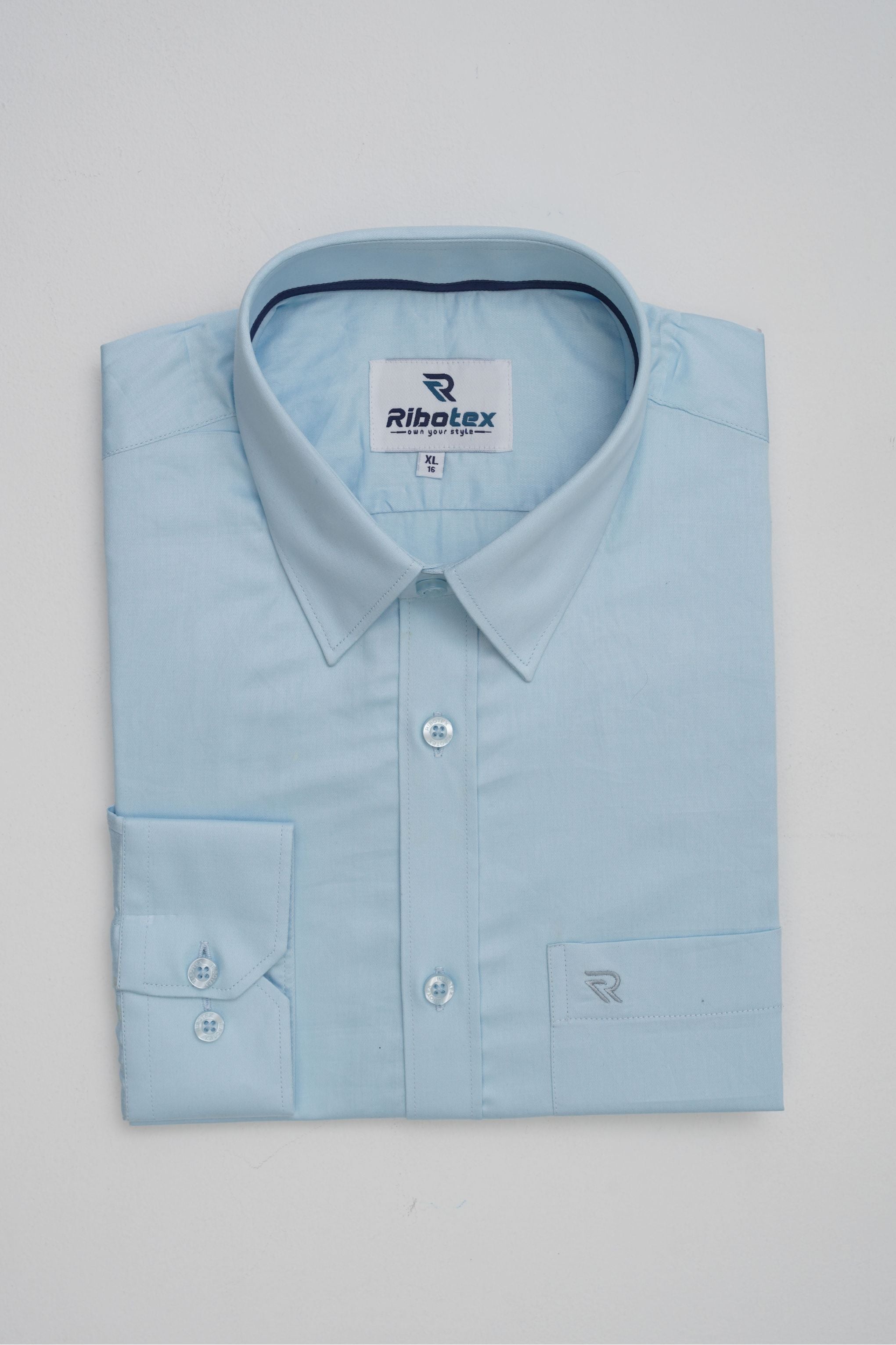 Light Sky Blue Solid Plain Poplin Executive Regular Fit