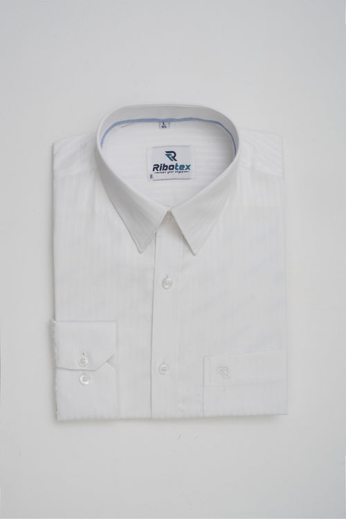 Crisp White Fine Herringbone Chevron Executive Regular Fit